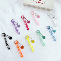 En gros, Breloques en acrylique en forme de cœur pour chaînes, pendentifs, porte-clés, avec fermoir à ressort coloré, pour breloques de sac, décorations de téléphone et porte-clés