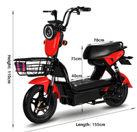 Sepeda Listrik Kota Roda Dua Model 48V Rangka Baja Karbon Rem Cakram 3-Kecepatan Baterai Asam Timbal Motor Bertenaga Tinggi 500W Cina