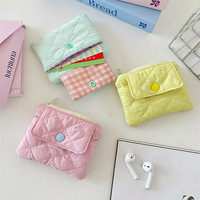 Dompet berlapis lucu tempat kartu gadis Kawaii warna Solid kantong koin Mini Dompet kunci