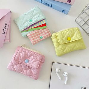 Cute Quilted Wallet Card Holder Girl Kawaii Solid Color Coin Pouch Mini <strong>Key</strong> <strong>Purse</strong> - Product Image 2