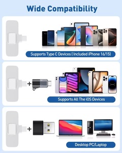 ไมโครโฟนขนาดเล็กไร้สายแบบมืออาชีพสำหรับ iPhone Android ไมโครโฟนติดปกเสื้อบลูทูธสำหรับการบันทึกวิดีโอ YouTube - Product Image 5