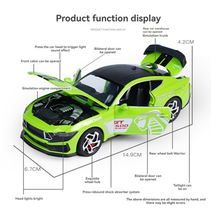1:32 modellino auto giocattolo Ford GT500 <span class=keywords><strong>Cobra</strong></span> sportiva con suono e luce decorare porte aperte in metallo modello di auto giocattoli - Product Image 3