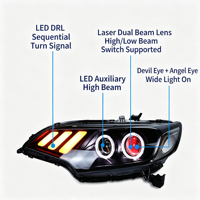 Ensemble de phares LED pour Honda Fit GK5 2014-2020, style Mustang, projecteur laser, œil de démon, clignotant séquentiel