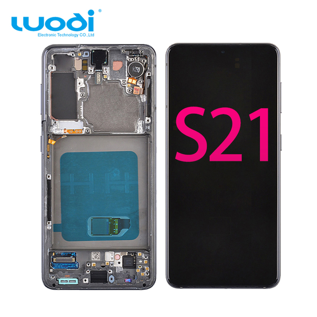 Wholesale LCD Touch Screen Display Spare Parts for Samsung Galaxy S21 with Frame Lcd Phone Farm Display Panel Digitizer Assembly