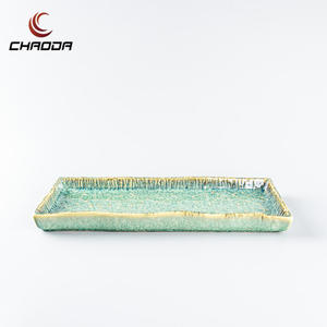 Assiette rectangulaire en céramique <span class=keywords><strong>verte</strong></span> de restaurant nordique de vente en gros directe d'usine - Product Image 5
