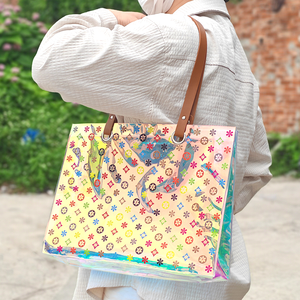 High Quality Laser Holographic PVC Tote <b>Bag</b> Women Shoulder Handbag Transparent <b>Clear</b> Ladies Shopping Tote <b>Bag</b> for Women - Product Image 3