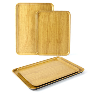 Juego de bandejas de servir de madera estilo japonés, rectangulares, con vetas de madera amarillas, para té, café, uso en hoteles - Product Image 1