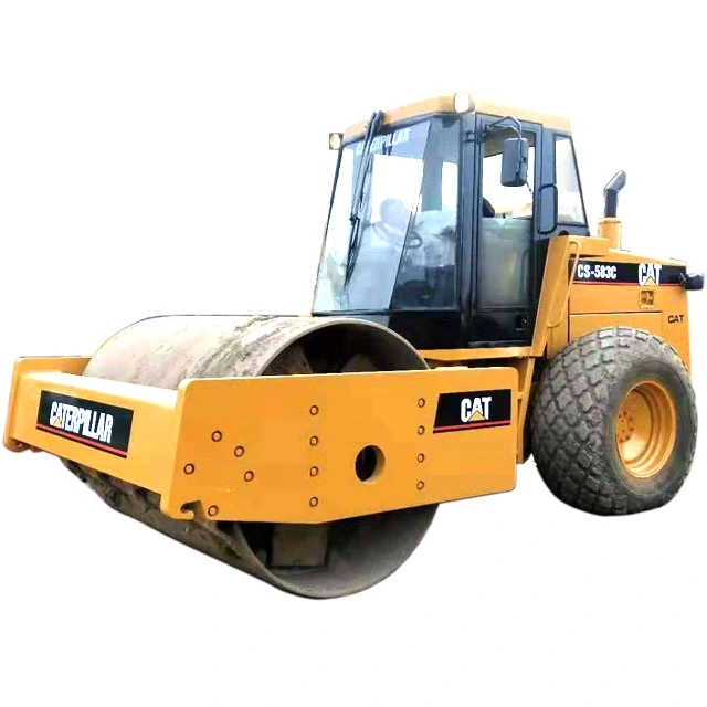 Construction Machine Deuxième Main Chat Utilisé Cs-583c Compacteur Monocylindre Route Rouleaux pour Vente