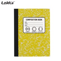 Lot personnalisé de 5 cahiers de composition marbrés de chaque couleur rouge bleu vert jaune et noir pour 80 feuilles
