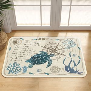 Alfombra de Baño con Diseño de Mapa Náutico de Tortugas, 40x60cm, 45x75cm, 50x80cm, 60x90cm, Antideslizante, de Secado Rápido y Absorbente - Product Image 2