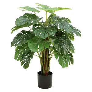 China planta artificial fornecedor 90cm árvore de seda folhas em vaso falso planta doméstica falsa monstera planta para decoração de interiores