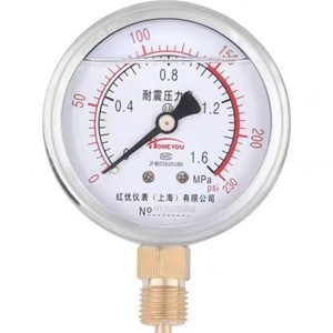 เกจวัดแรงดันหงหยู YN60 2.5MPa ทนต่อแรงกระแทกสำหรับปั๊มลมไฮดรอลิก - Product Image 4