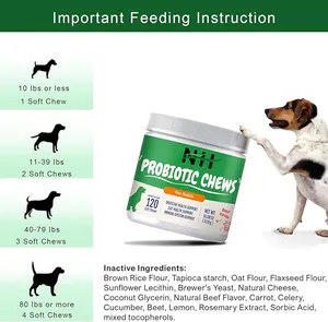 Pet Probiotic Pet Supplement unterstützt die Verdauungs-und Darm gesundheit mit Pumpkin Dog Multi vitamin Pet Supplement