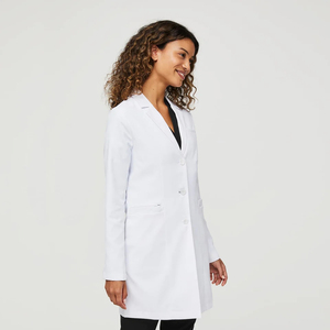 Camice da laboratorio a maniche lunghe sottile da donna sottile medico camice da laboratorio bianco salone di bellezza insegnante e infermiere abiti da lavoro uniforme tessuta 100 pezzi - Product Image 2