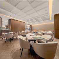 JEILI Ensemble de mobilier commercial de luxe moderne pour hôtel et restaurant : banquette en cuir, table en bois et chaise rembourrée – Conception de projet