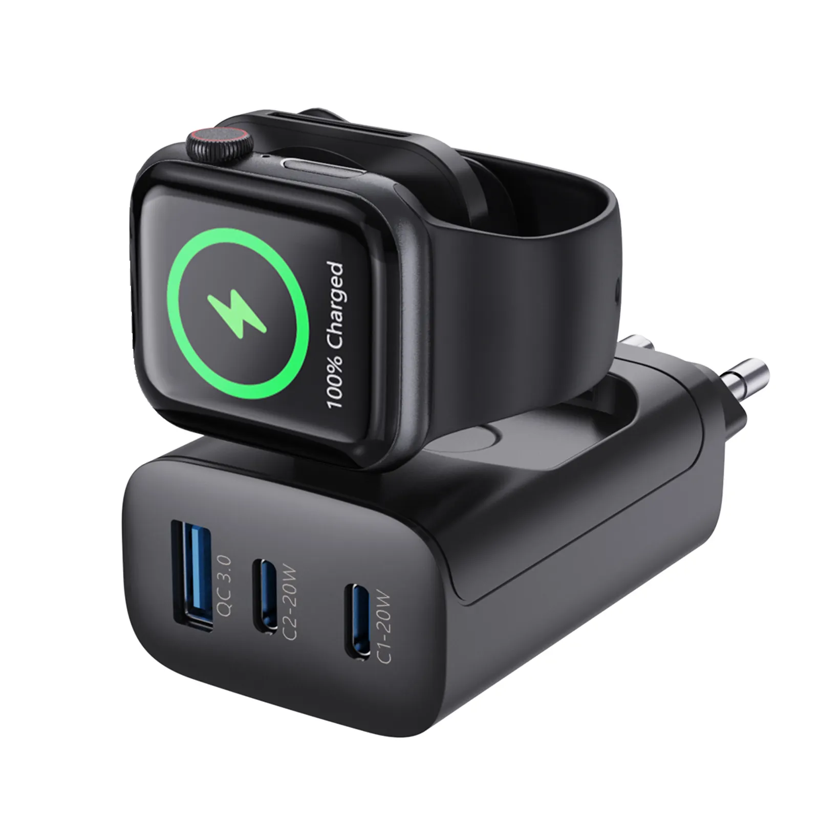 Aprobación CE enchufe de la UE 3W 18W 20W 43W PD QC tipo C cargador rápido cargador de reloj magnético inalámbrico para xiaomi Huawei Apple Watch