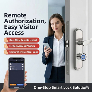 Serrure de <span class=keywords><strong>porte</strong></span> intelligente <span class=keywords><strong>sans</strong></span> perçage à empreinte digitale, avec accès à distance via application Bluetooth, pour appartement locatif, bureau et sécurité domestique - Product Image 2