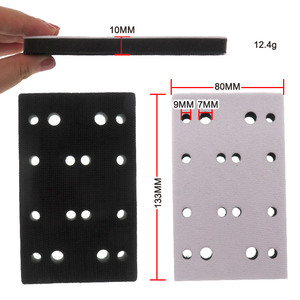 80*130MM 16 agujeros 10mm de espesor gancho y bucle cojín suave sin <span class=keywords><strong>polvo</strong></span> almohadilla de interfaz de esponja para lijadora herramientas abrasivas pulido - Product Image 2