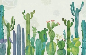 Colorido <span class=keywords><strong>cactus</strong></span> desierto naturaleza Diseño impresión tamaño grande personalizado hasta 3*5m y 3,2*10M/pieza mural de pared de tela de gama alta - Product Image 6