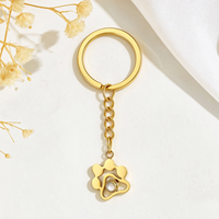 Nouveau porte-clés personnalisé en acier inoxydable avec projection photo, empreinte de patte, souvenir d'animal de compagnie, photo personnalisée, léger