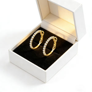 Aretes de Aro con 10 Diamantes Cultivados en Laboratorio de 14K Chapados en Oro, de Lujo para Hombres y Mujeres, Regalo para Bodas y Fiestas, Calidad VS - Product Image 3