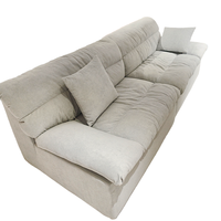 Modernes 3-Sitzer Weißes Stoff-Cloud-Sofa-Set Gepolsterte Eckcouch mit Schwammfüllung für Wohnzimmer Villa Holzmöbel Komprimierte Box
