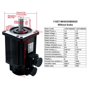 มอเตอร์ HLTNC 110ST-M06020+T3L-L30F-RABF สามเฟส 1.2 กิโลวัตต์ 220 โวลต์ 2000 รอบต่อนาที 6 นิวตันเมตร IP65 สำหรับเครื่องมือและเราเตอร์ - Product Image 5