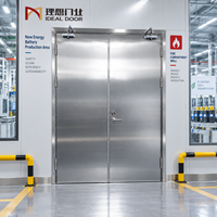 Porte coupe-feu à double battant en acier inoxydable avec panneau de vision en option pour bâtiments commerciaux et industriels