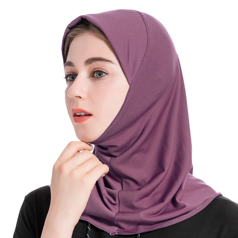 Ec90-Hijab en Polyester pour femmes et filles, personnalisé, belle couleur unie, séchage rapide, musulman, Turban, boucle instantanée, casquettes, écharpe, Hijab