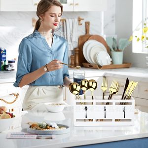 Cross-border wooden tableware <b>storage</b> <b>box</b>, wooden <b>kitchen</b> sorting and organizing <b>box</b>, desktop organizer, household dining - Product Image 2
