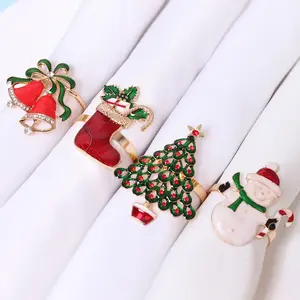 New Christmas Tree Boot Bell Napkin Rings: Stocking Snowman Napkin Holders