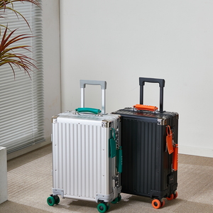 Classic Silver Aluminum Magnesium Alloy <strong>Suitcase</strong> <strong>Hard</strong> <strong>Shell</strong> with Black Accents for Business Trips - Product Image 4