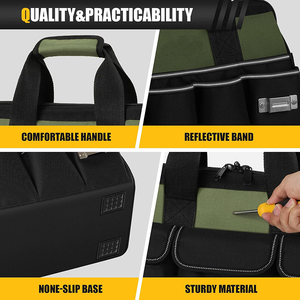 Heavy Duty Tool Bag 15-Inch, 16-Pocket Portable Tool <strong>Box</strong> Organizer <strong>Storage</strong>, Tactical Tote Bag with Large Zipper