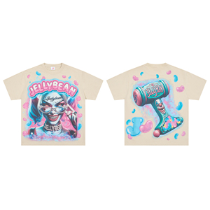 T-shirt Oversize in Cotone 100% Jellybean Miss <span class=keywords><strong>Mayhem</strong></span> Stile Streetwear con Stampa DTG Fronte/Retro e Decorazioni Hot Drill in Strass sulle Maniche - Product Image 1