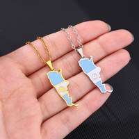 Collier Pendentif Goutte d'Huile en Acier Inoxydable Plaqué Or, Chaîne Bambou, Style Ethnique Géométrique, Unisexe, pour Couple, Accessoire Cadeau