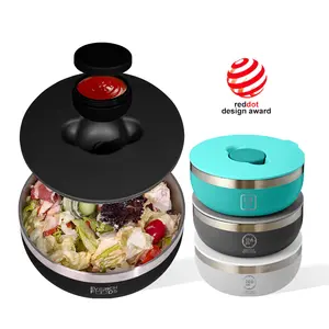 Bol à salade en acier inoxydable isolé à double paroi de 1000ml pour boîte de stockage des aliments avec boîte à sauce magnétique