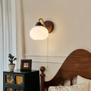 Applique murale nordique rétro, applique de chevet, applique de salon, métal, bois, verre, LED, interrupteur à tirette, haute qualité, applique murale intérieure <span class=keywords><strong>Lumea</strong></span> Crest - Product Image 2