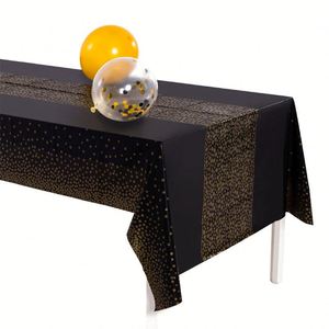 54x108inch <b>Rectangle</b> <b>Tablecloth</b> Gold Dot Disposable <b>Tablecloths</b> Plastic <b>Tablecloth</b> Party Table Covers for Birthday Thanksgiving - Product Image 1