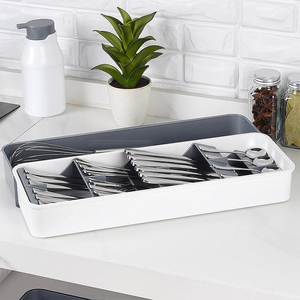 Varios <span class=keywords><strong>cubiertos</strong></span> Bandeja Cajón Organizador Cuchara Escritorio Dibujar Extensible <span class=keywords><strong>Cubiertos</strong></span> Bandeja Almacenamiento <span class=keywords><strong>Cocina</strong></span> <span class=keywords><strong>Cubiertos</strong></span> <span class=keywords><strong>de</strong></span> plástico Bandeja - Product Image 2