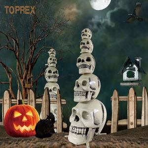 Crâne d'horreur 3D thème Halloween de <span class=keywords><strong>maison</strong></span> hantée intérieur extérieur en fibre de verre modèle d'éclairage en résine pour jardin pour cadeaux - Product Image 3