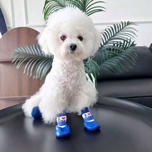 Chaussettes imperméables tricotées antidérapantes pour chiens, motif lettres, 4 pièces, protection des pattes avec sangles réglables, vente en gros - Product Image 2