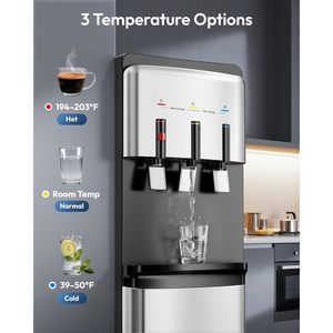 Distributeur d'eau sans bouteille Euhomy, 3 réglages de température (chaud, froid, tiède), certifié NSF, double filtre, auto-nettoyage UV - Product Image 3