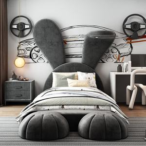 Camas Modernas Individuales Infantiles Muebles Tapizados Cama de Princesa Para Niña - Product Image 3