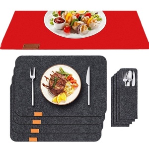 Washable Durable Eco-Friendly 100% Wool <b>Felt</b> Insulation <b>Pads</b> Set Non-Slip Rectangle Table Mats & Coasters Cutlery - Product Image 3