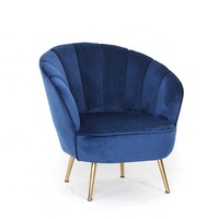 Fauteuil d'appoint moderne en velours bleu marine, design durable, capitonné, avec pieds en métal doré, pour salon, certifié BSCI