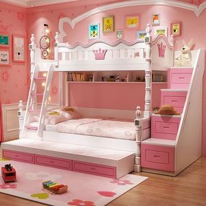 Lit mezzanine enfant avec toboggan et rangement, lit superposé avec petit toboggan et espace de rangement - Product Image 4