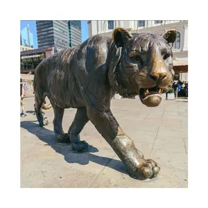 Novo parque ao ar livre decoração antiga bronze animal esculturas grande tigre bronze esculturas