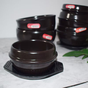 고품질 한국식 비빔밥 돌솥, 트레이 포함 세라믹 찜 냄비 논스틱 블랙 한국 돌솥 비빔밥 - Product Image 4