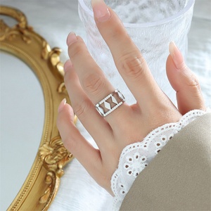 Wholesale Hollow Cuff <b>Ring</b> Fine Gold Plated Stainless Steel <b>Adjustable</b> <b>Rings</b> for Women - Product Image 5