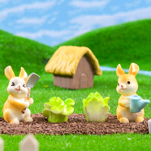 Resin Mini Rabbit Cabbage Figurine <b>Miniatures</b> for Farm Landscape Decorations Tiny Animal Bunny Charm Ornaments DIY Accessories - Product Image 5